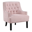 Daisie Accent Armchair- Button Tufted Pink Chenille- Solid Wood