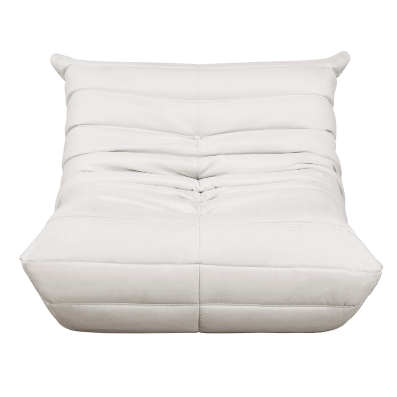 Revena Accent Floor Chair- Pleated Beige Microfiber Fabric- Curved