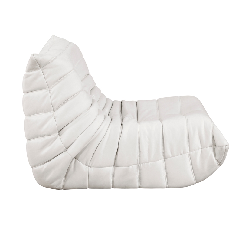 Revena Accent Floor Chair- Pleated Beige Microfiber Fabric- Curved