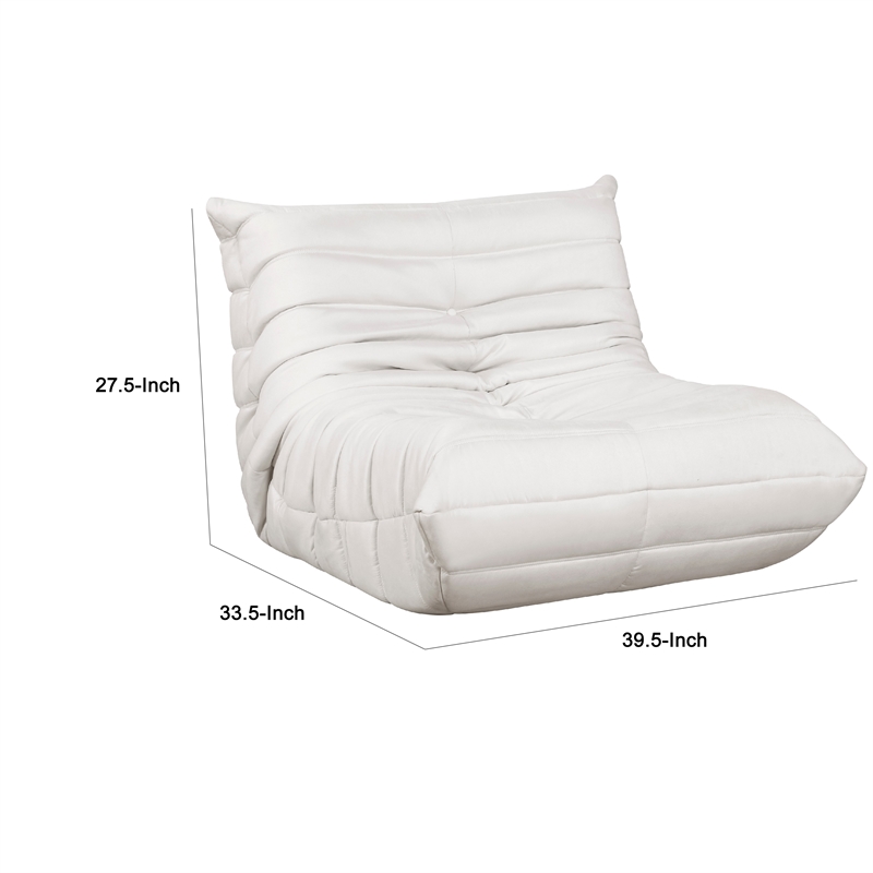 Revena Accent Floor Chair- Pleated Beige Microfiber Fabric- Curved