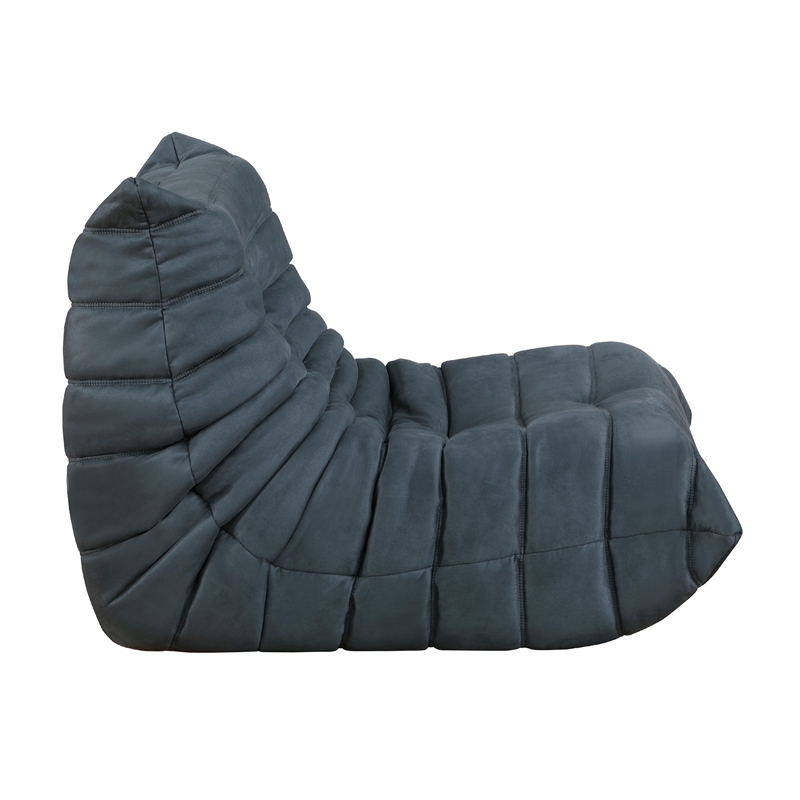 Revena Accent Floor Chair- Pleated Charcoal Gray Microfiber- Curved