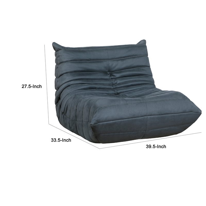 Revena Accent Floor Chair- Pleated Charcoal Gray Microfiber- Curved