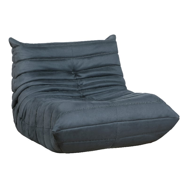 Revena Accent Floor Chair- Pleated Charcoal Gray Microfiber- Curved