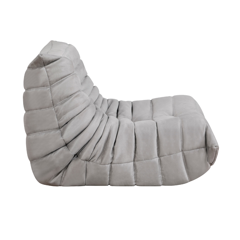 Revena Accent Floor Chair- Pleated Gray Microfiber Fabric- Curved