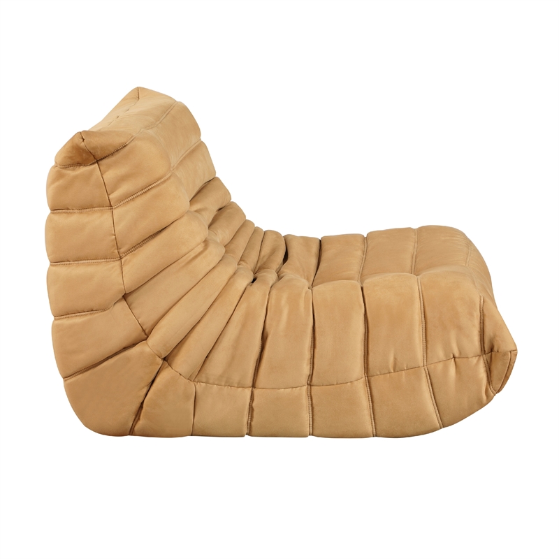 Revena Accent Floor Chair- Pleated Yellow Microfiber Fabric- Curved