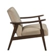 Vandie Accent Club Chair- Light Brown Velvet- Solid Rubberwood Frame