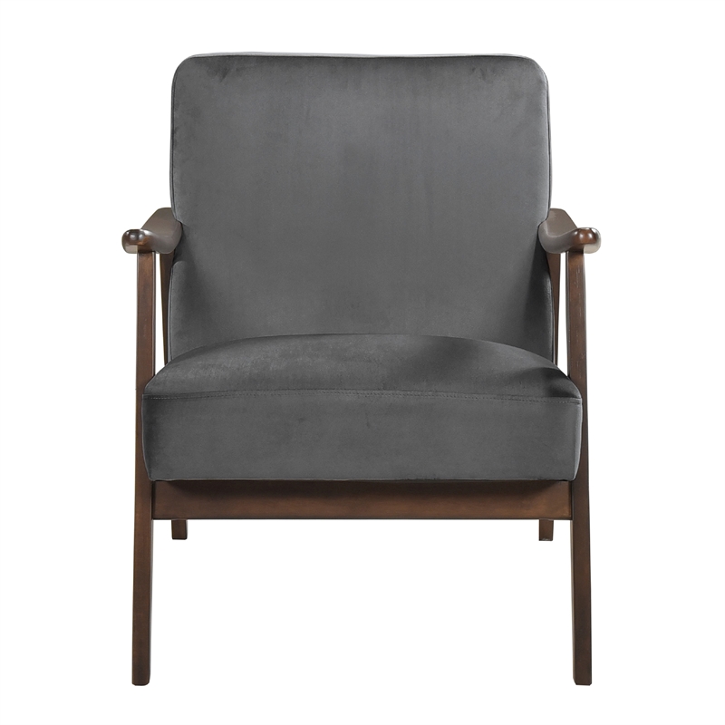 Vandie Accent Club Chair- Dark Gray Polyester- Solid Rubberwood Frame