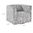 Swivel Armchair- Gray Jacquard Fabric- Foam Cushioning- Square Frame