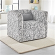 Swivel Armchair- Gray Jacquard Fabric- Foam Cushioning- Square Frame
