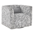 Swivel Armchair- Gray Jacquard Fabric- Foam Cushioning- Square Frame