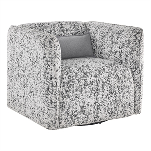 Swivel Armchair- Gray Jacquard Fabric- Foam Cushioning- Square Frame