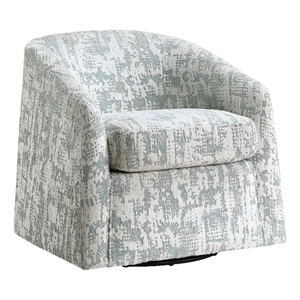 Swivel Armchair- Green Jacquard Fabric- Curved Foam Cushions