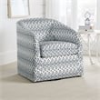 Reedie Swivel Armchair- Blue- White Geometric Pattern Fabric