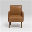 Nier Accent Club Chair- Matte Brown Faux Leather- Solid Wood Frame
