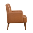 Nier Accent Club Chair- Matte Brown Faux Leather- Solid Wood Frame