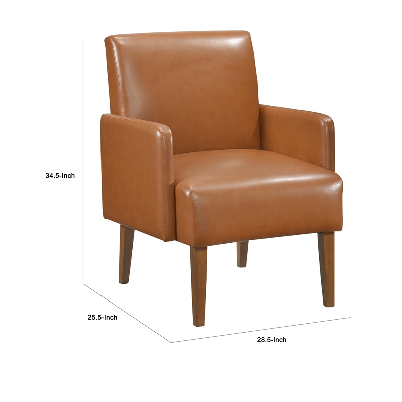Nier Accent Club Chair- Matte Brown Faux Leather- Solid Wood Frame