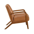 Howard Accent Club Chair- Matte Brown Faux Leather- Solid Rubberwood