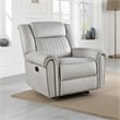 Ben Manual Reclining Chair- 41 Inch- Gray Microfiber- Nailhead Trims