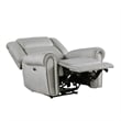 Ben Power Reclining Chair- 41 Inch- Gray Microfiber- Nailhead Trims