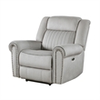 Ben Power Reclining Chair- 41 Inch- Gray Microfiber- Nailhead Trims