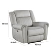 Ben Power Reclining Chair- 41 Inch- Gray Microfiber- Nailhead Trims
