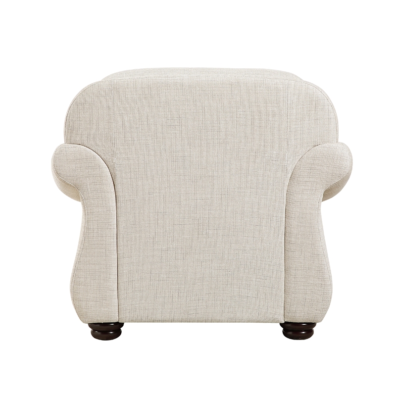 Boro 42 Inch Sofa Armchair- Soft Beige- Armrests w Nailhead Trims