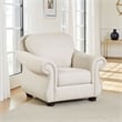 Boro 42 Inch Sofa Armchair- Soft Beige- Armrests w Nailhead Trims