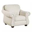 Boro 42 Inch Sofa Armchair- Soft Beige- Armrests w Nailhead Trims