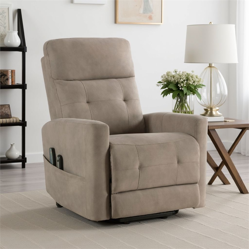 Woxo Power Lift Recliner Chair with Heat- Massage- Brown Microfiber