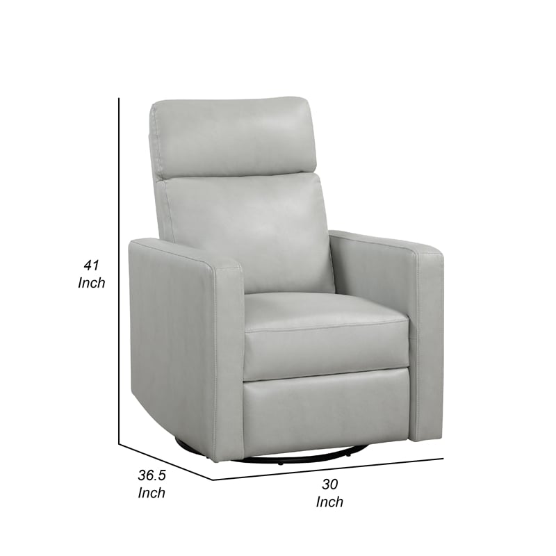 Yujo Recliner Chair- Manual- 30 Inch- Gray Faux Leather- 360 Swivel