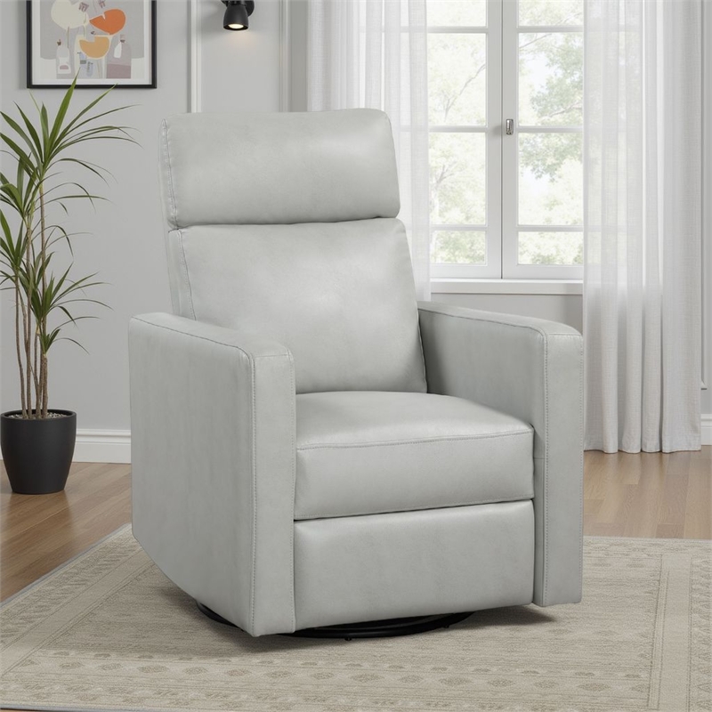 Yujo Recliner Chair- Manual- 30 Inch- Gray Faux Leather- 360 Swivel
