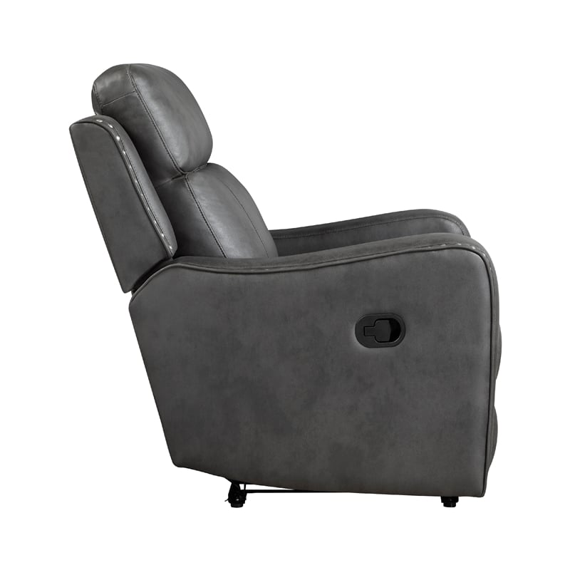 Gimo Manual Recliner Chair- Dark Gray Microfiber- 37 Inch