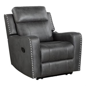 Gimo Manual Recliner Chair- Dark Gray Microfiber- 37 Inch
