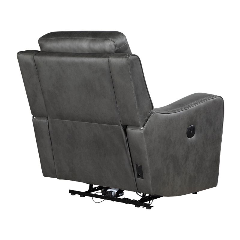 Gimo Power Recliner Chair- Dark Gray Microfiber- 37 Inch