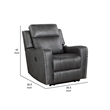 Gimo Power Recliner Chair- Dark Gray Microfiber- 37 Inch