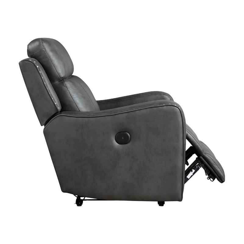 Gimo Power Recliner Chair- Dark Gray Microfiber- 37 Inch
