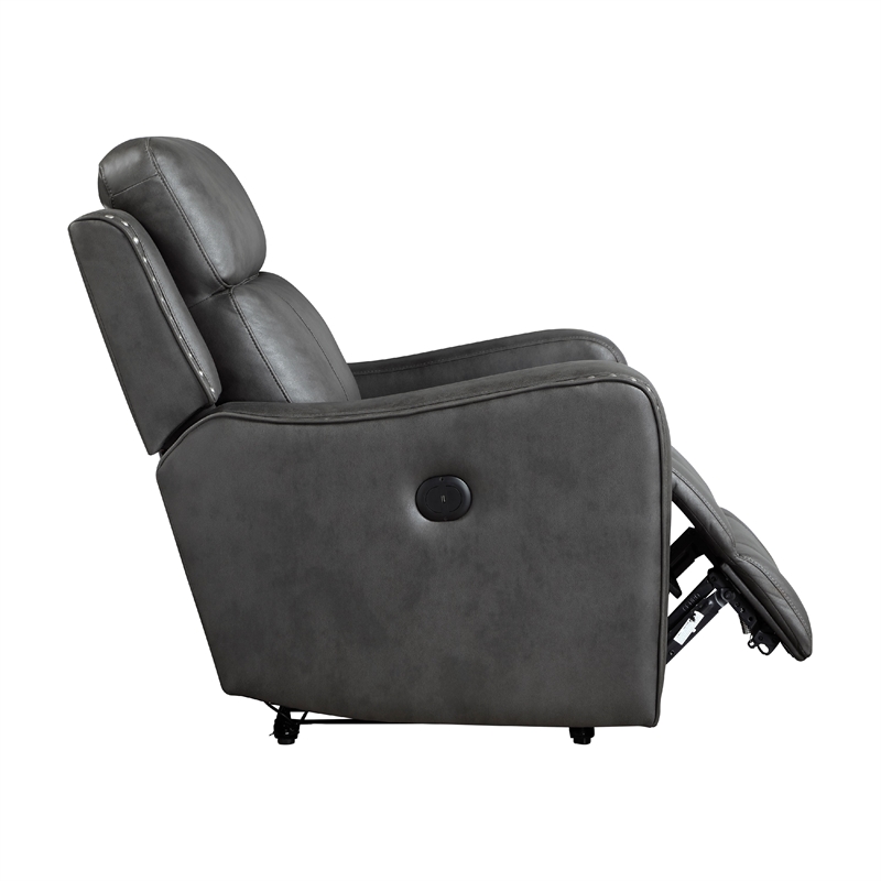 Gimo Power Recliner Chair- Dark Gray Microfiber- 37 Inch