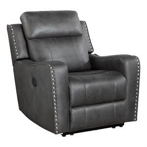 Gimo Power Recliner Chair- Dark Gray Microfiber- 37 Inch