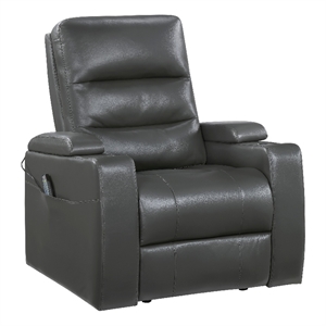 Power Recliner Chair with Heat and Massage- Dark Gray Faux Leather