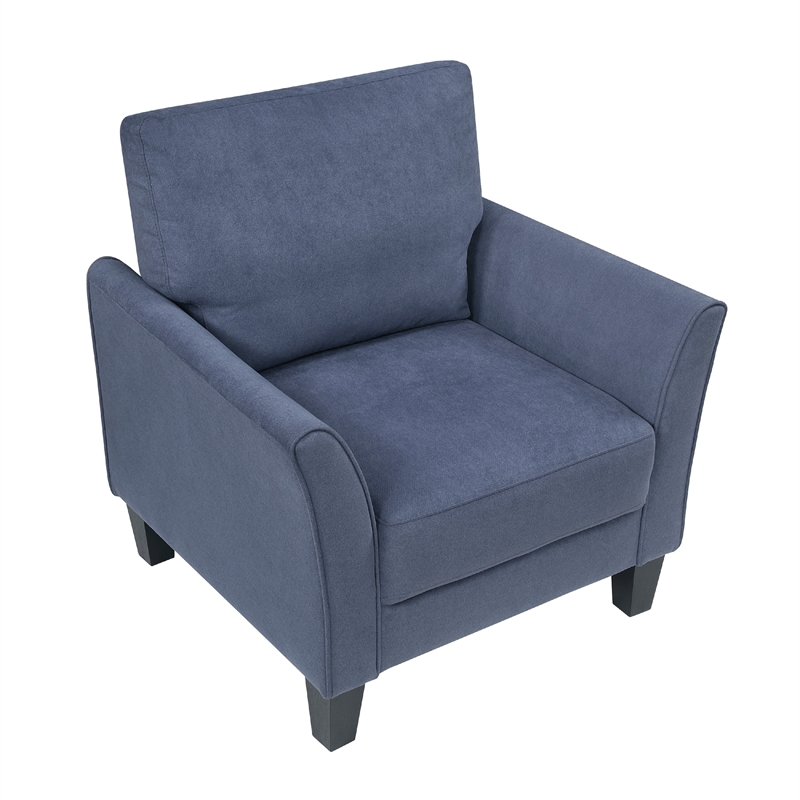 Xumo Sofa Armchair- Blue 34 Inch- Black Tapered Wood Legs