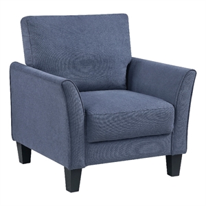 Xumo Sofa Armchair- Blue 34 Inch- Black Tapered Wood Legs