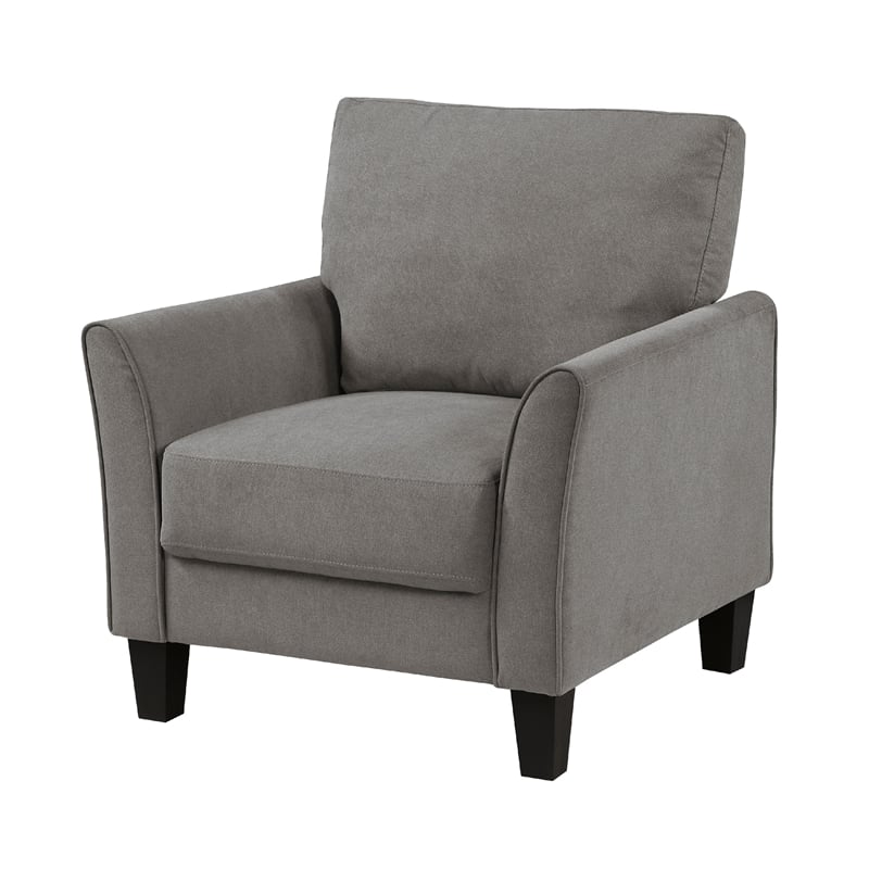 Xumo Sofa Armchair- Taupe Gray 34 Inch- Black Tapered Wood Legs