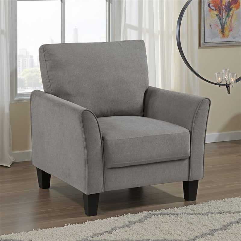 Xumo Sofa Armchair- Taupe Gray 34 Inch- Black Tapered Wood Legs