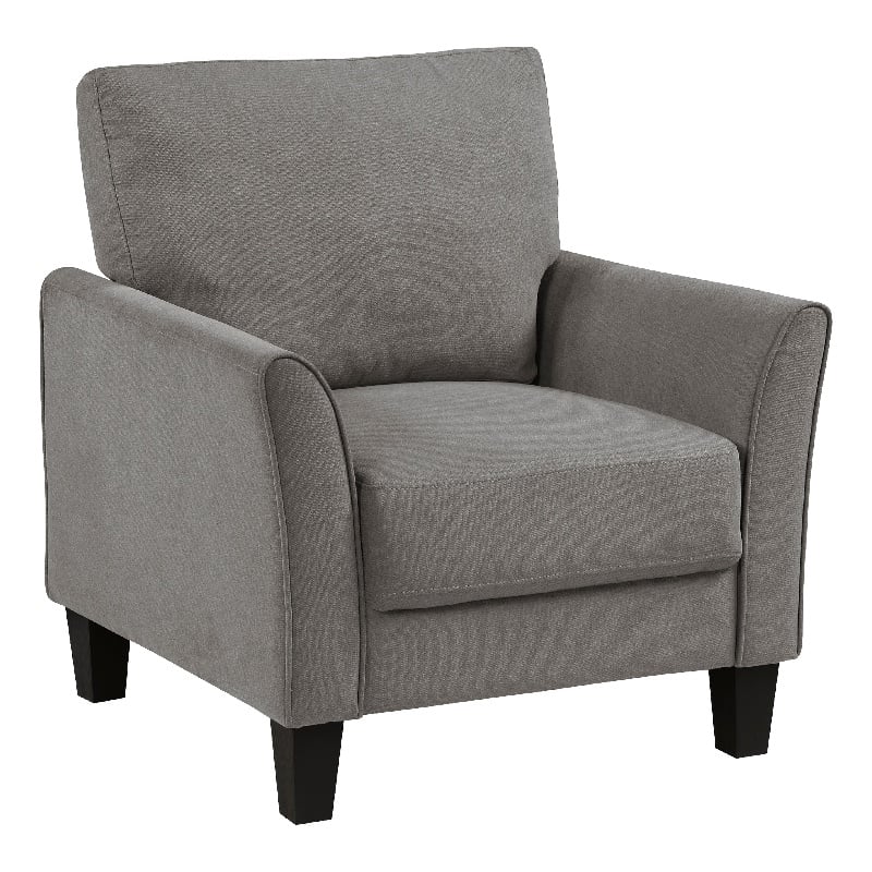 Xumo Sofa Armchair- Taupe Gray 34 Inch- Black Tapered Wood Legs