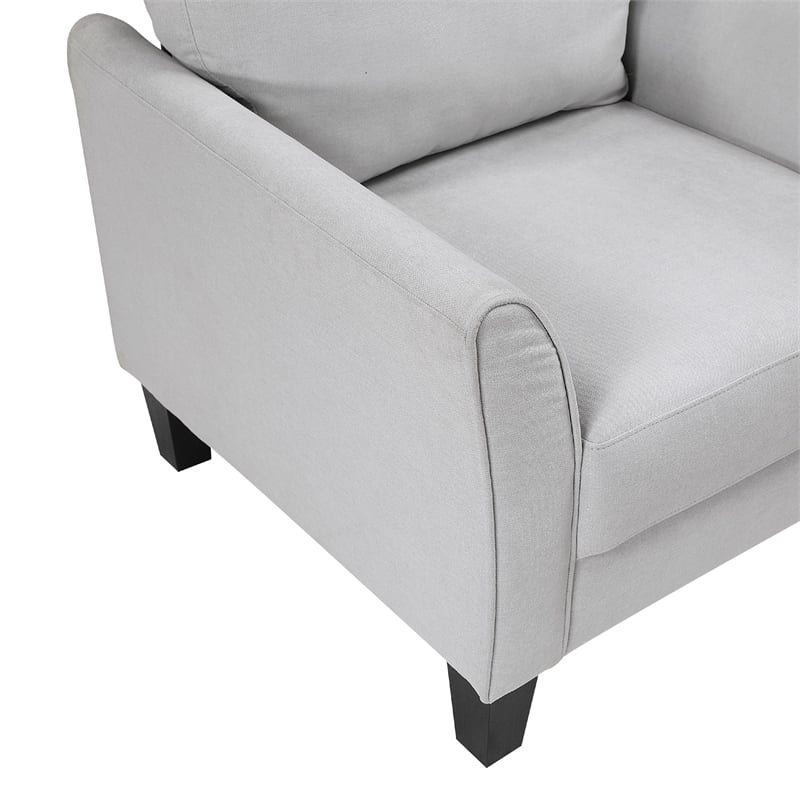 Xumo Sofa Armchair- Light Gray 34 Inch- Black Tapered Wood Legs