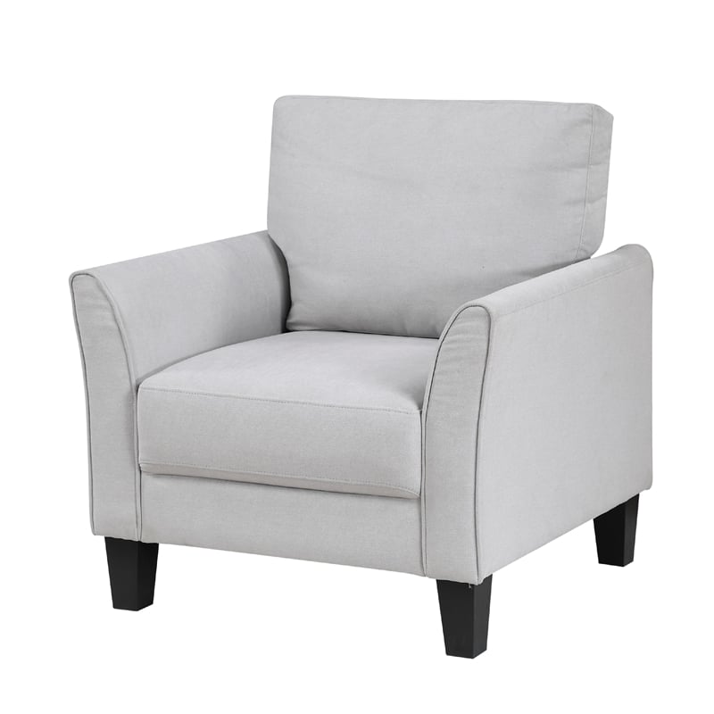 Xumo Sofa Armchair- Light Gray 34 Inch- Black Tapered Wood Legs