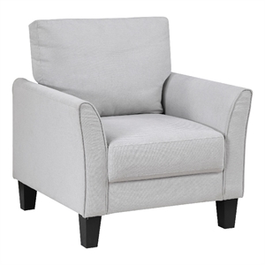 Xumo Sofa Armchair- Light Gray 34 Inch- Black Tapered Wood Legs