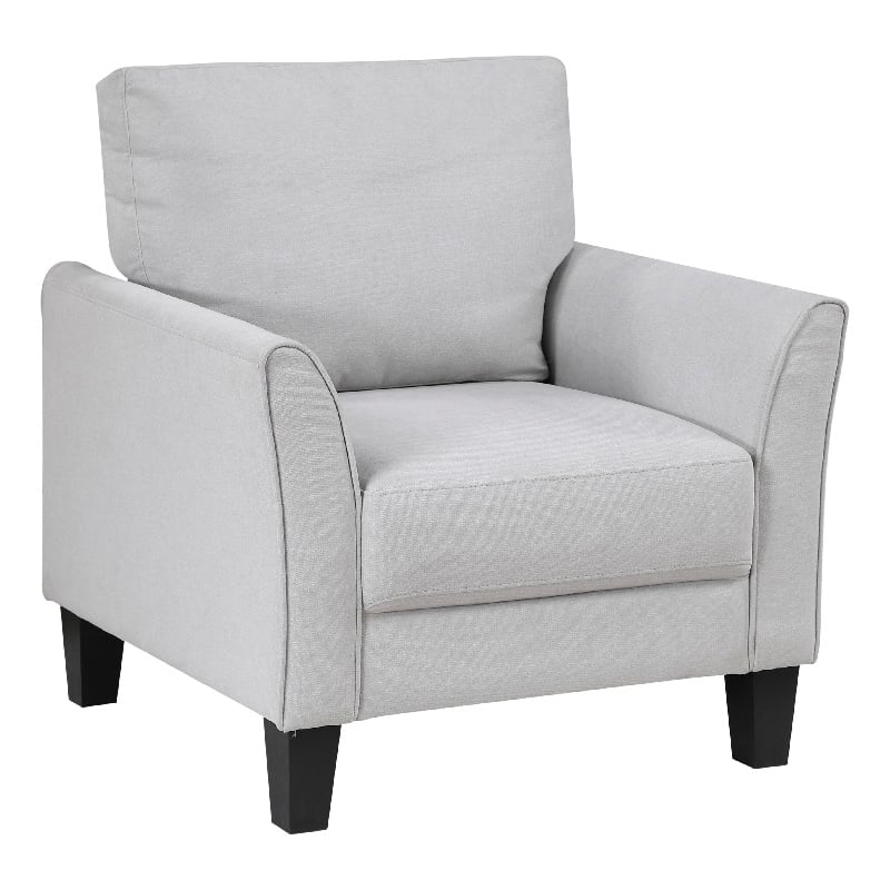 Xumo Sofa Armchair- Light Gray 34 Inch- Black Tapered Wood Legs