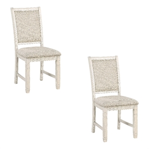 Anji 24 Inch Side Dining Chairs Set of 2- Curved Back- Polyester Cushioned Seat