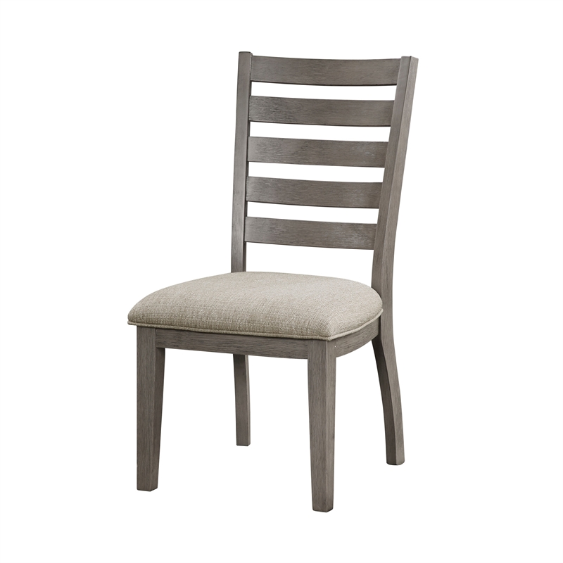 Trea 23 Inch Side Dining Chairs Set of 2- Ladder Back- Cushioned Seat